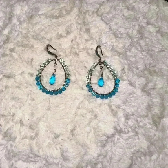 Turquoise Beaded Dangle Earrings (299) - Picture 2 of 5